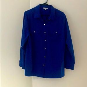 Blue button up blouse, XL